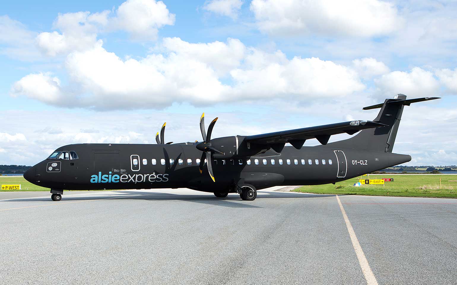 ATR72 chartered private aircraft on runway