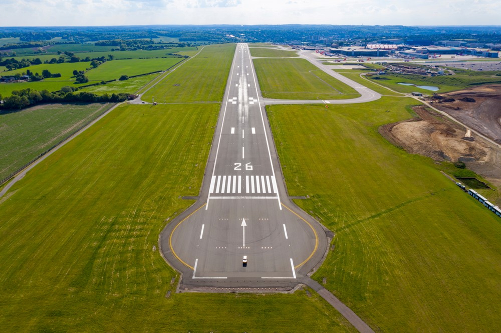 Aerial view of Luton Airport by drone