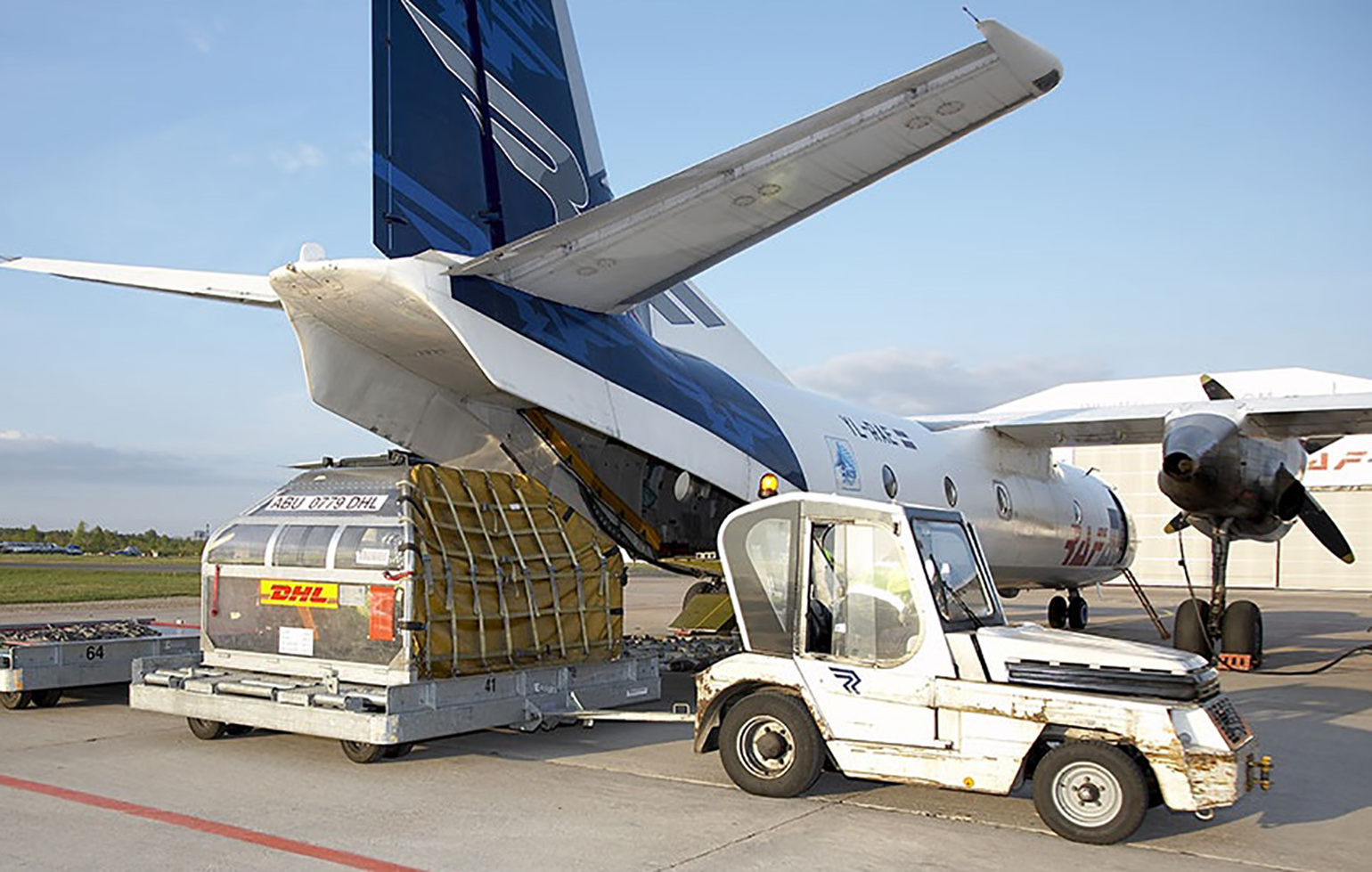 Antonov AN26 cargo charter aircraft freight loading rear door