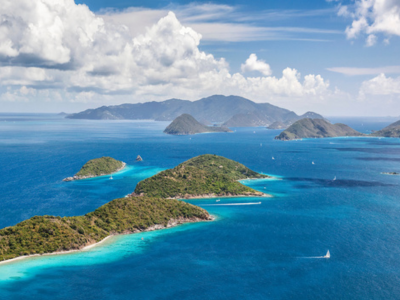 Aerial view of Lovango Cay, U.S. Virgin Islands