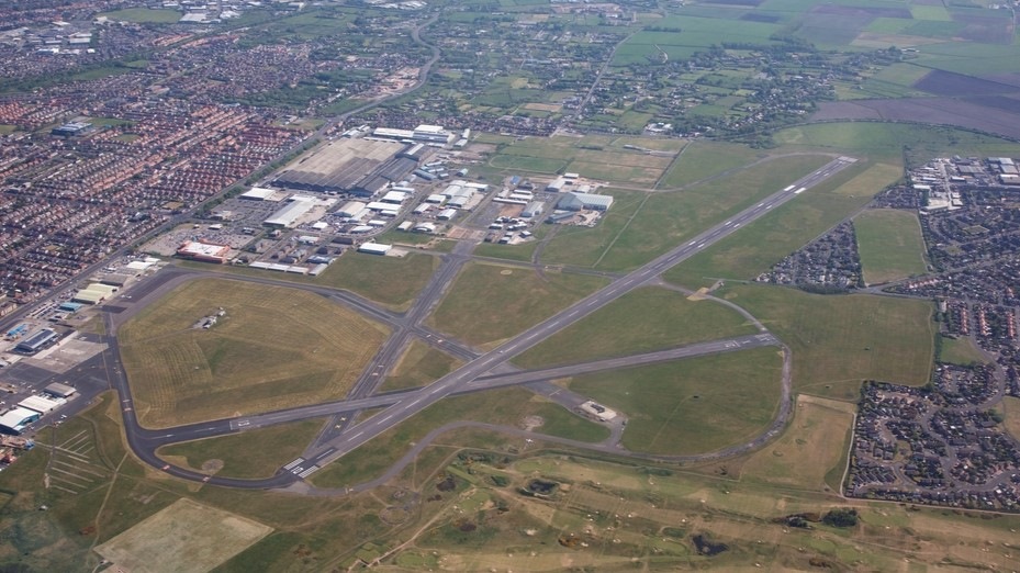 Aerial view of Blackpool Airport