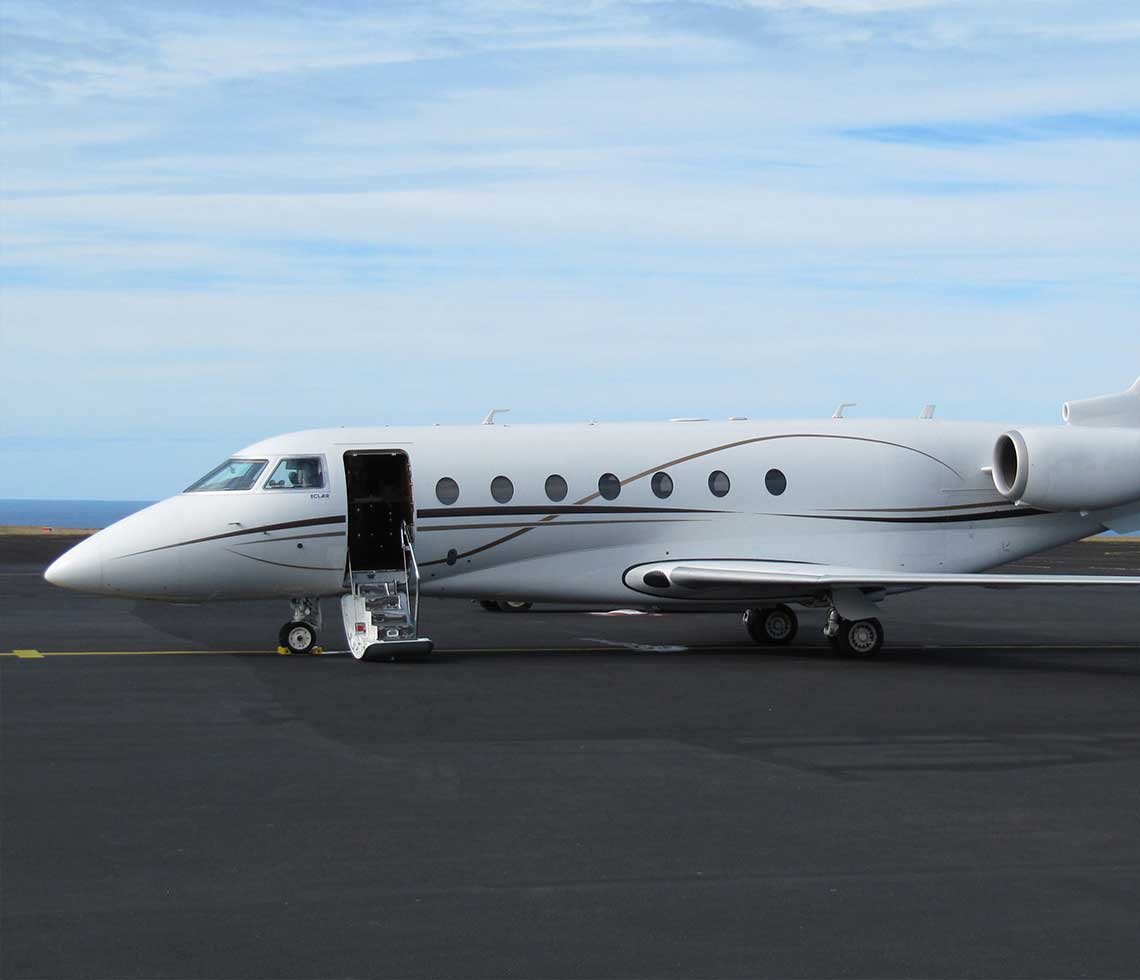 Gulfstream G200 private jet charter on airport runway