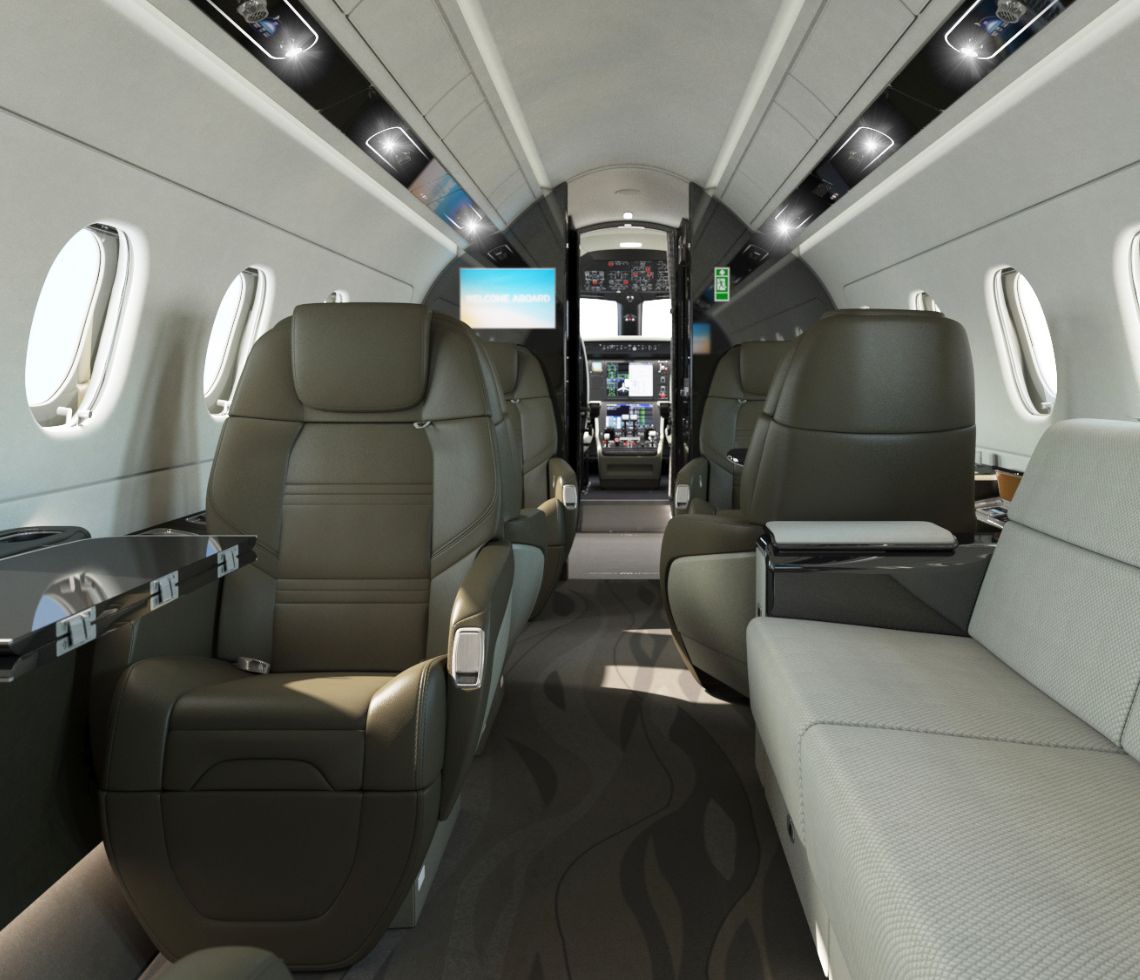 Embraer Legacy 500 private jet charter interior cabin