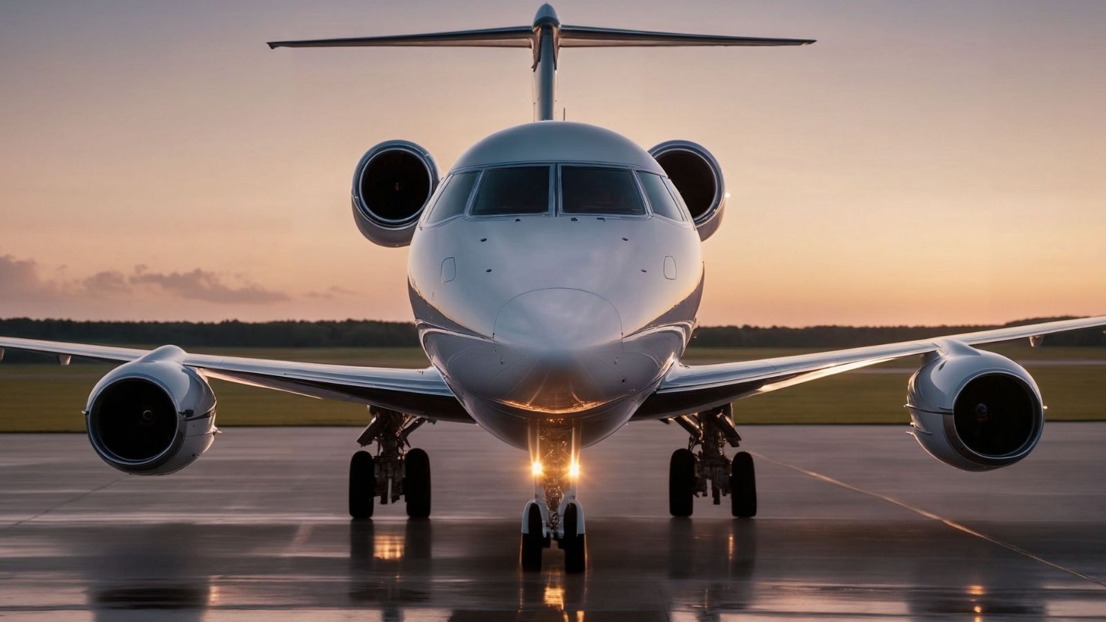 Private Jet is on runway