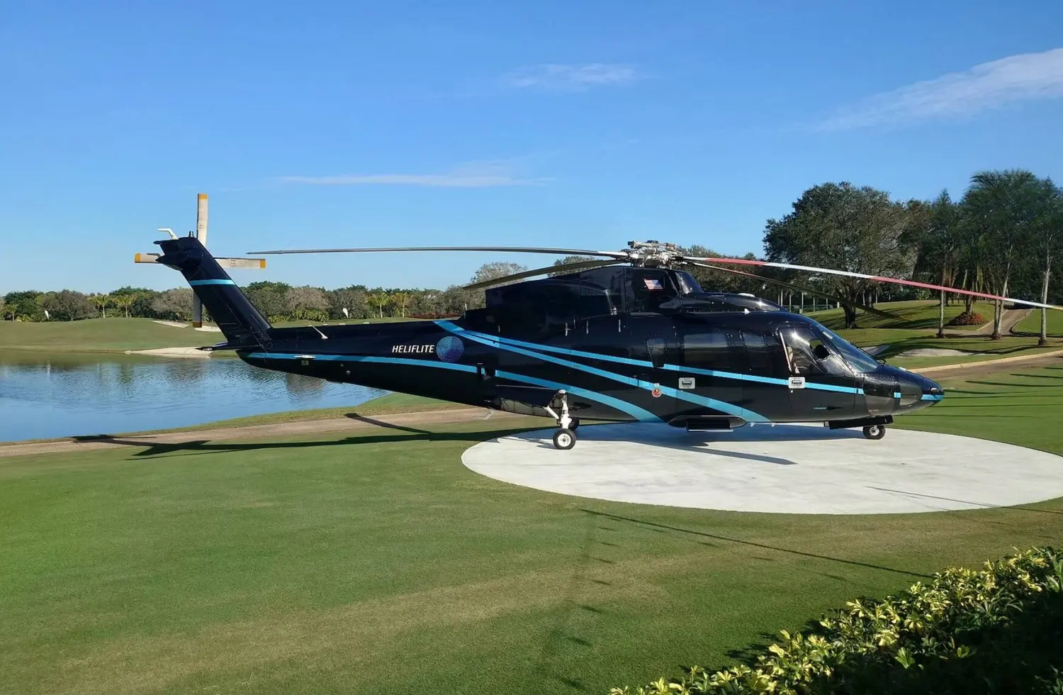 Helicopter arriving at the course