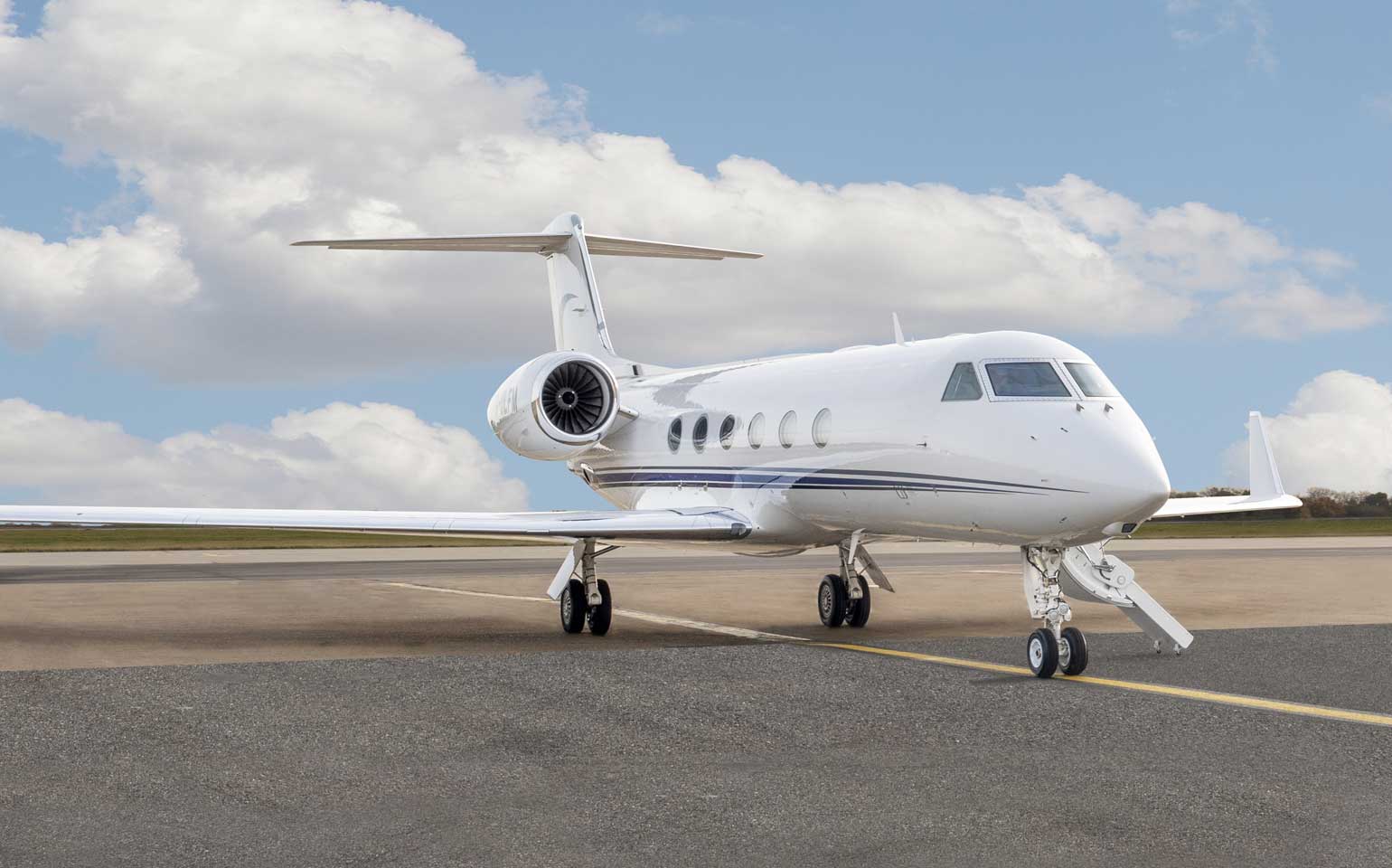 Gulfstream G450 private jet on airport runway