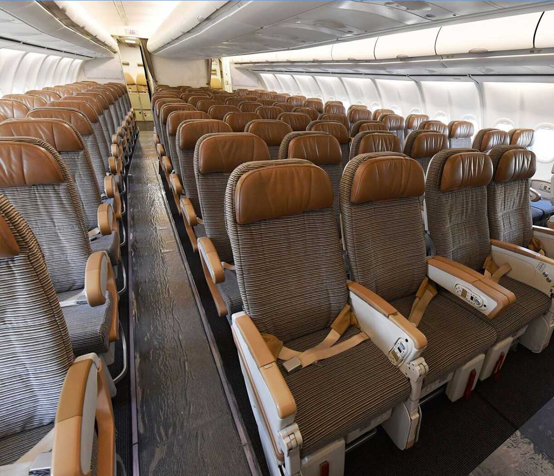 Airbus A340-600 large private aircraft interior with VIP airliner cabin